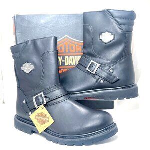Harley Davidson Men Booker Boots Black Leather Motorcycle Boots Size 13